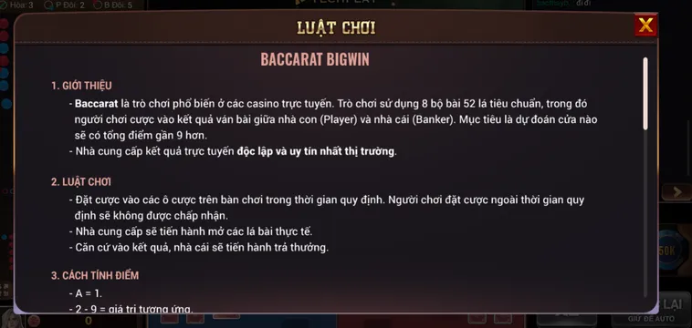 Tuyệt Chiêu Thống Trị Sảnh Baccarat BigWin Tại BomWin Cho Mọi Thành Viên