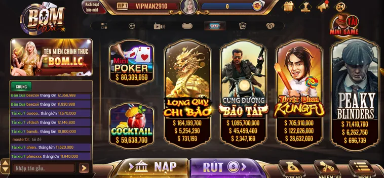 Slot Game BomWin Thiên Đường Nổ Hũ Jackpot Tiền Tỷ Công Phá Mọi Bảng Xếp Hạng